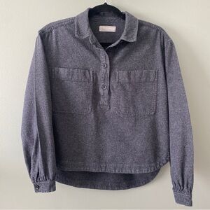 Everlane Organic Cotton Flannel Popover, Dark Charcoal Color, Size XS